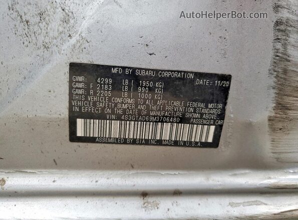 4S3GTAD69M3706480 2021 SUBARU IMPREZA Silver Engine compartment view