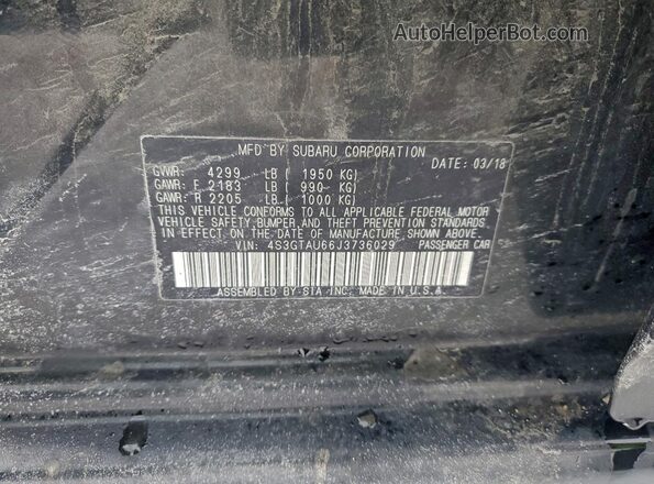 4S3GTAU66J3736029 2018 SUBARU IMPREZA Черный Вид наклейки с VIN-кодом