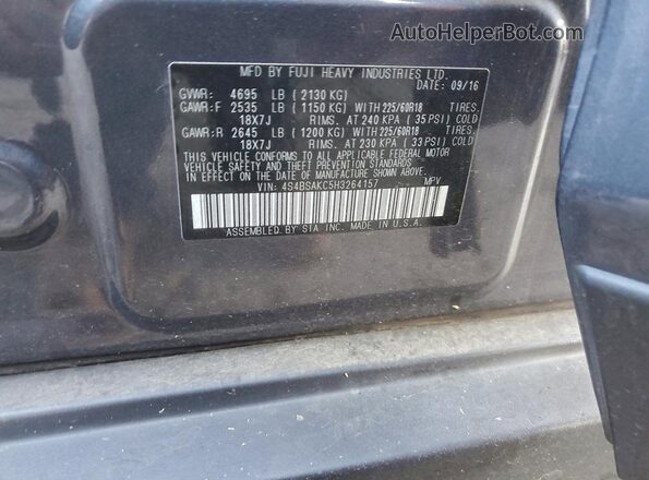 4S4BSAKC5H3264157 2017 SUBARU OUTBACK Угольный Вид подкапотного пространства