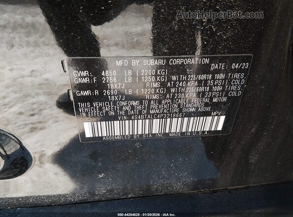 4S4BTALC4P3218667 2023 SUBARU OUTBACK Черный Вид подкапотного пространства
