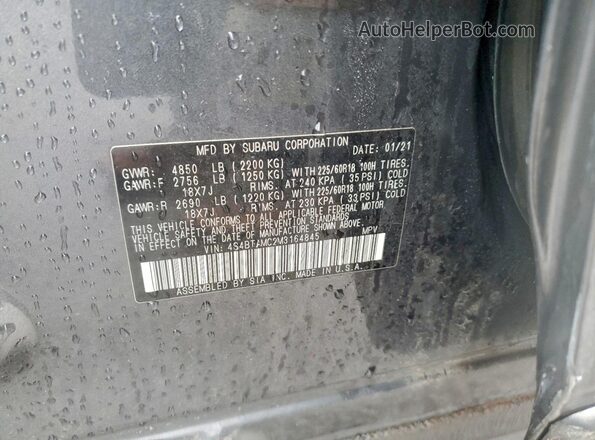 4S4BTAMC2M3164845 2021 SUBARU OUTBACK Gray Widok komory silnika