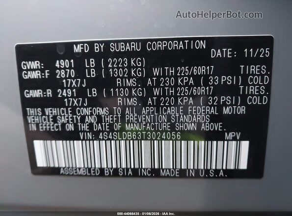 4S4SLDB63T3024056 2026 SUBARU FORESTER Серый Вид подкапотного пространства