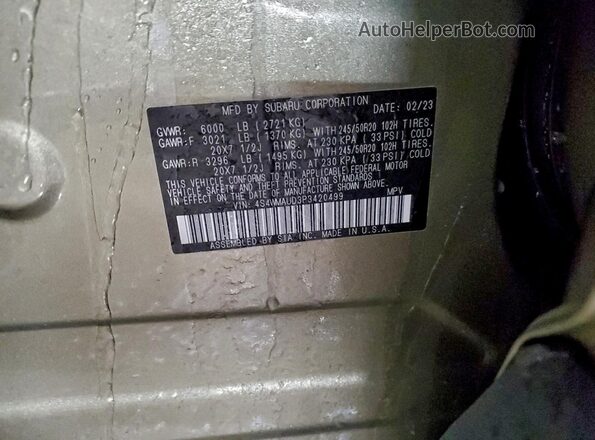 4S4WMAUD3P3420499 2023 SUBARU ASCENT Green Вид підкапотного простору