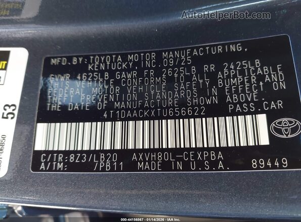 4T1DAACKXTU656622 2026 TOYOTA CAMRY Gray ძრავის განყოფილების ხედი