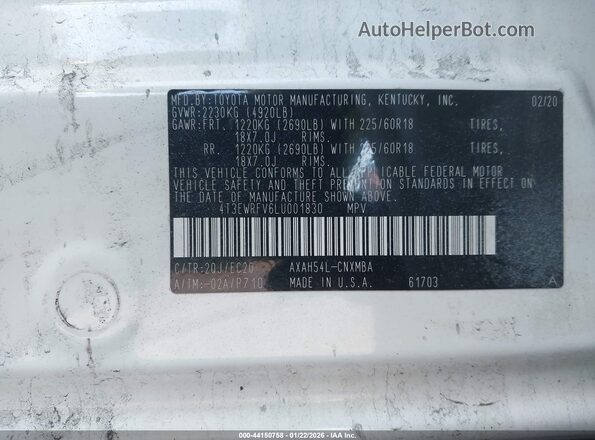 4T3EWRFV6LU001830 2020 TOYOTA RAV4 HYBRID Black Engine compartment view