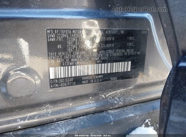 4T3EWRFV9LU003510 2020 TOYOTA RAV4 HYBRID Gray Widok komory silnika