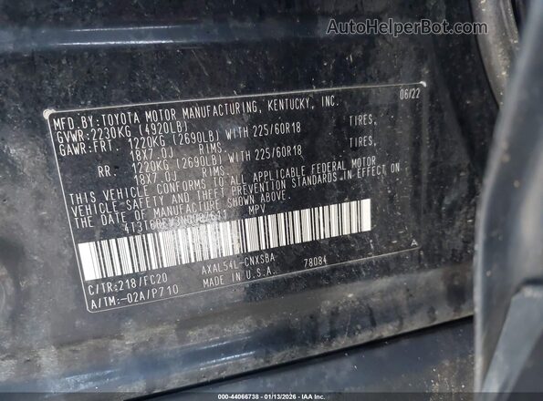 4T3T6RFV3NU087611 2022 TOYOTA RAV4 HYBRID Черный Вид подкапотного пространства