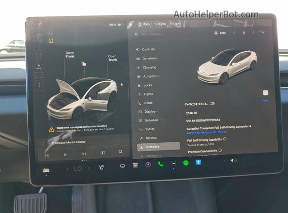 5YJ3E1EA7RF732484 2024 TESLA MODEL Белый Вид задних сидений