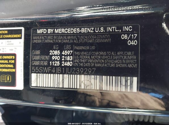 55SWF4JB1JU239297 2018 MERCEDES-BENZ C-CLASS Черный Вид подкапотного пространства