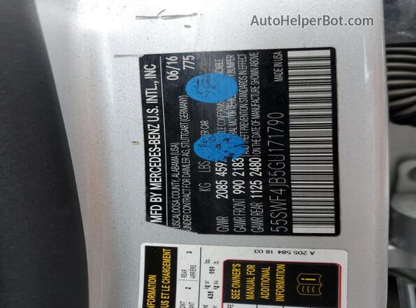 55SWF4JB5GU171790 2016 MERCEDES-BENZ C Silver ძრავის განყოფილების ხედი