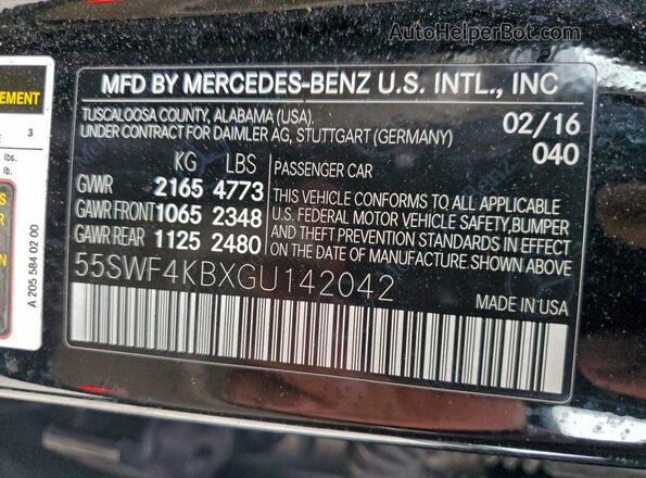 55SWF4KBXGU142042 2016 MERCEDES-BENZ C Black Вид підкапотного простору