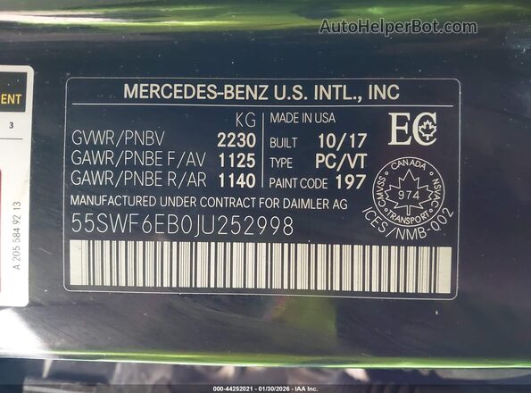 55SWF6EB0JU252998 2018 MERCEDES-BENZ AMG C 43 Black Вид підкапотного простору