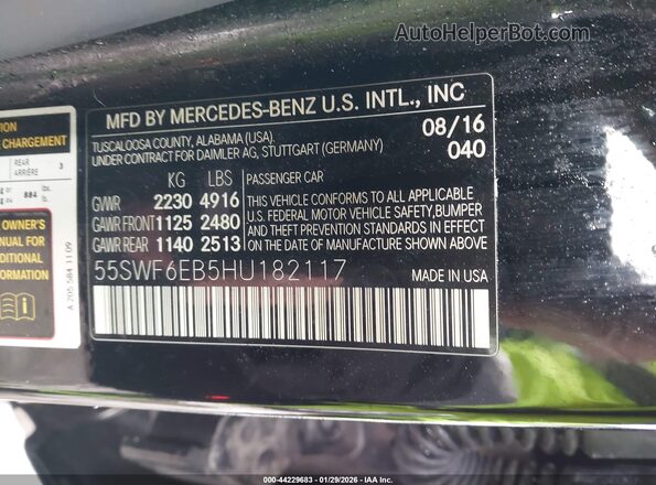 55SWF6EB5HU182117 2017 MERCEDES-BENZ AMG C 43 Black ძრავის განყოფილების ხედი