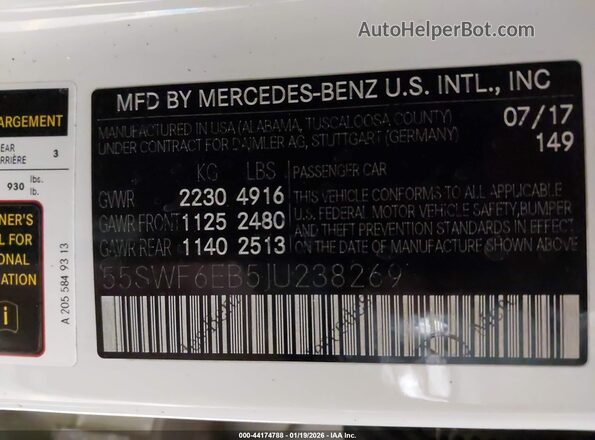 55SWF6EB5JU238269 2018 MERCEDES-BENZ AMG C 43 White Widok komory silnika