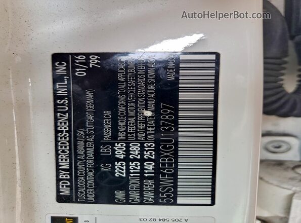 55SWF6EBXGU137897 2016 MERCEDES-BENZ C White Engine compartment view