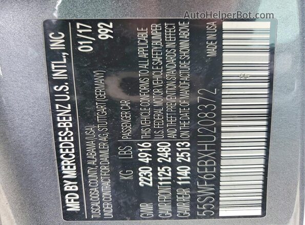 55SWF6EBXHU208372 2017 MERCEDES-BENZ C Gray Engine compartment view
