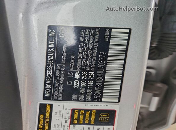 55SWF8HB0HU203379 2017 MERCEDES-BENZ C Угольный Вид наклейки с VIN-кодом