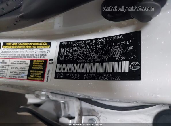 58ADA1C15MU003701 2021 LEXUS ES 300H White Widok komory silnika