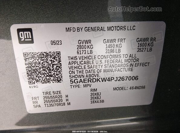 5GAERDKW4PJ267006 2023 BUICK ENCLAVE Black Widok komory silnika