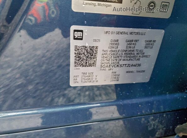 5GAEVCKS7TJ144636 2026 BUICK ENCLAVE Blue 360 interior view