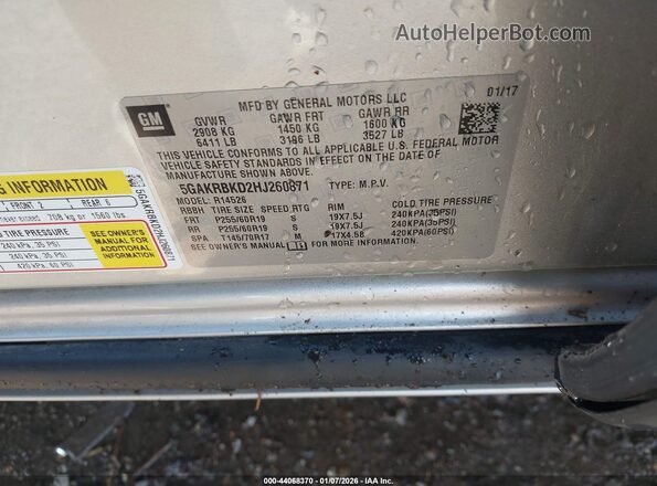 5GAKRBKD2HJ260871 2017 BUICK ENCLAVE Серебряный Вид подкапотного пространства
