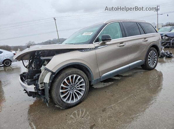 5LM5J7WC5MGL14424 2021 LINCOLN AVIATOR Бежевый Передняя левая четверть