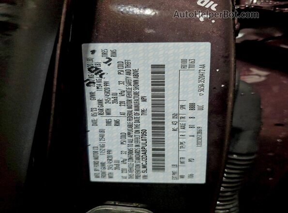 5LMCJ2DA8PUL07050 2023 LINCOLN CORSAIR Purple Vista de la etiqueta del VIN