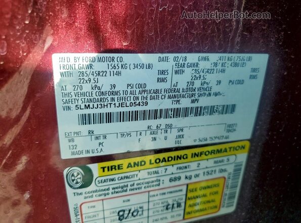 5LMJJ3HT1JEL05439 2018 LINCOLN NAVIGATOR Красный Панорамный вид салона 360°