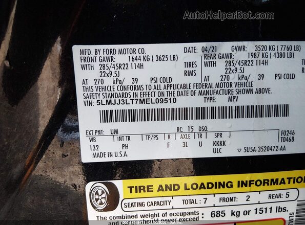 5LMJJ3LT7MEL09510 2021 LINCOLN NAVIGATOR Черный Вид подкапотного пространства