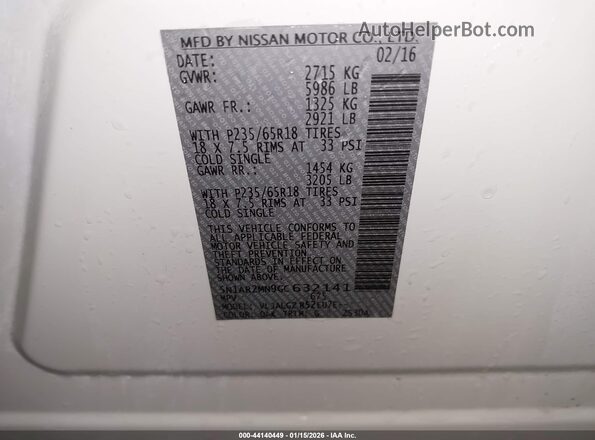 5N1AR2MN9GC632141 2016 NISSAN PATHFINDER Белый Вид подкапотного пространства