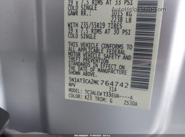 5N1AT3CA2MC764742 2021 NISSAN ROGUE Серебряный Вид подкапотного пространства
