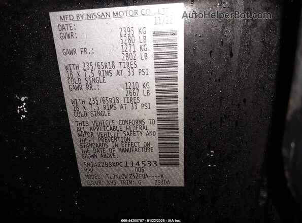 5N1AZ2BSXPC114533 2023 NISSAN MURANO Black Widok komory silnika
