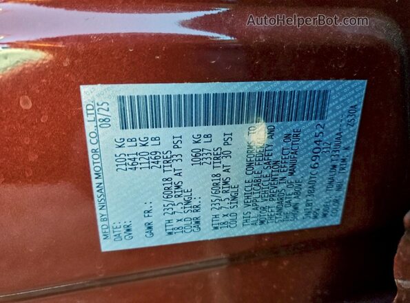 5N1BT3BA0TC690452 2026 NISSAN ROGUE Красный Панорамный вид салона 360°