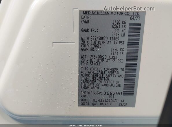 5N1DL1GS6PC368290 2023 INFINITI QX60 White Engine compartment view