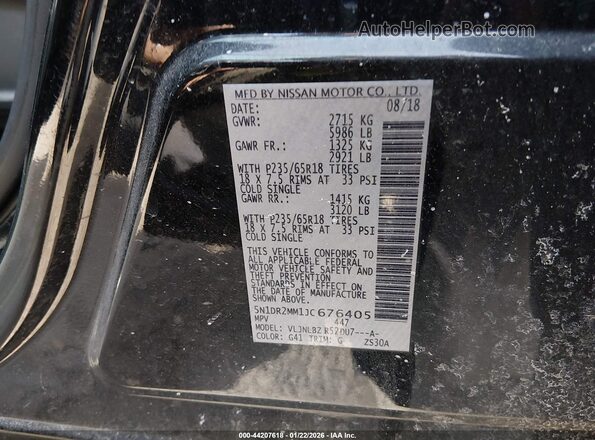 5N1DR2MM1JC676405 2018 NISSAN PATHFINDER Black Շարժիչի բաժամունքի տեսք