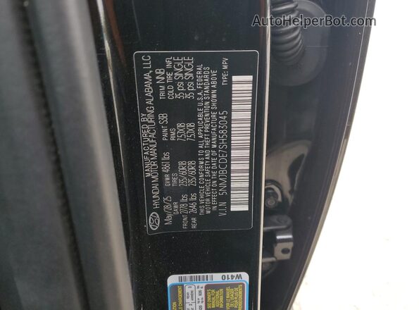 5NMJBCDE7SH583045 2025 HYUNDAI TUCSON Черный Вид наклейки с VIN-кодом
