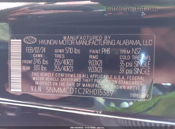 5NMMCDTC2RH015389 2024 GENESIS GV70 Black ძრავის განყოფილების ხედი