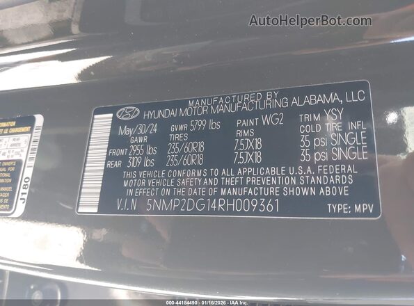 5NMP2DG14RH009361 2024 HYUNDAI SANTA FE HYBRID Green Widok komory silnika