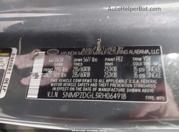 5NMP2DGL3RH064918 2024 HYUNDAI SANTA FE Серый Вид подкапотного пространства