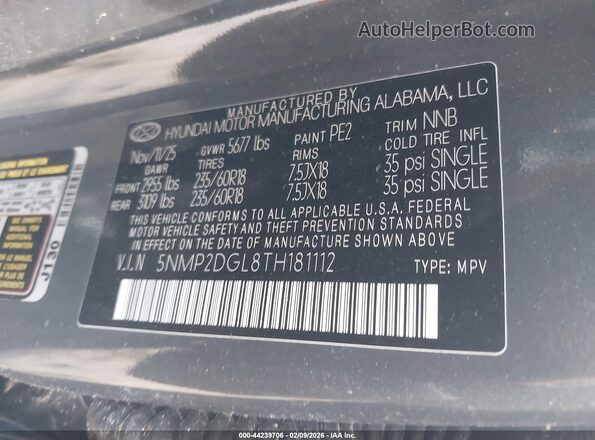 5NMP2DGL8TH181112 2026 HYUNDAI SANTA FE Gray Vista del compartimento del motor