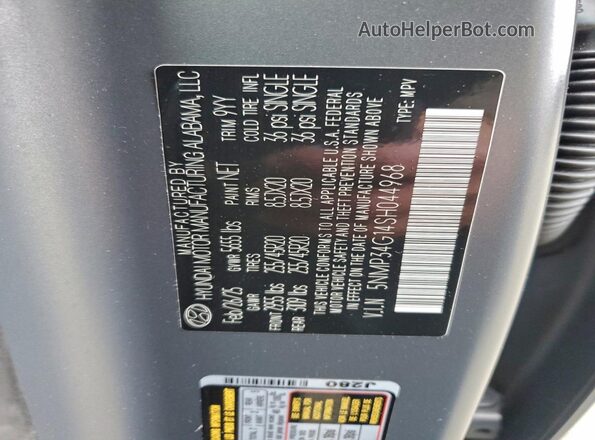 5NMP34G14SH044968 2025 HYUNDAI SANTA Серый Вид наклейки с VIN-кодом
