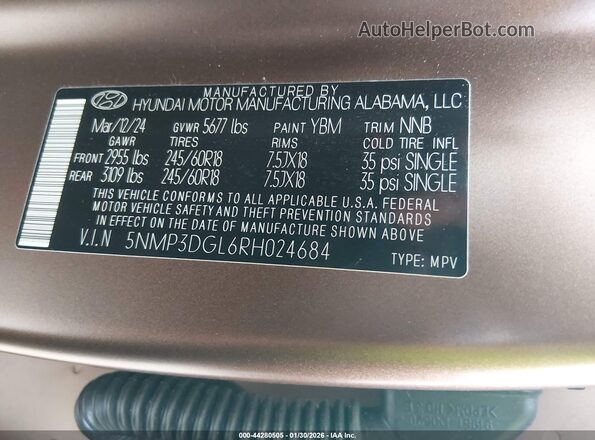 5NMP3DGL6RH024684 2024 HYUNDAI SANTA FE Brown Vista del compartimento del motor