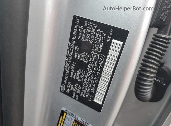 5NMP5DG18SH048337 2025 HYUNDAI SANTA FE CALLIGRAPHY Серебряный Вид наклейки с VIN-кодом