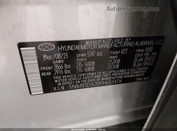 5NMS1DAJ0PH653426 2023 HYUNDAI SANTA FE Серебряный Вид подкапотного пространства