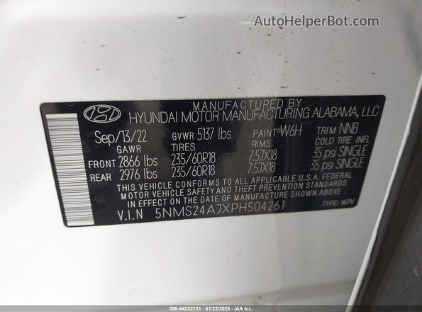 5NMS24AJXPH504261 2023 HYUNDAI SANTA FE Белый Вид подкапотного пространства