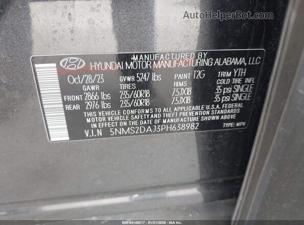 5NMS2DAJ3PH638982 2023 HYUNDAI SANTA FE Gray Vista del compartimento del motor