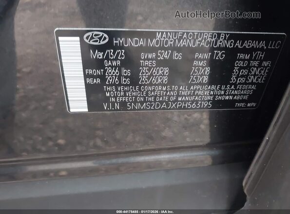 5NMS2DAJXPH563195 2023 HYUNDAI SANTA FE Gray Widok komory silnika