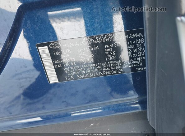 5NMS3DA1XPH004825 2023 HYUNDAI SANTA FE HYBRID Синий Вид подкапотного пространства