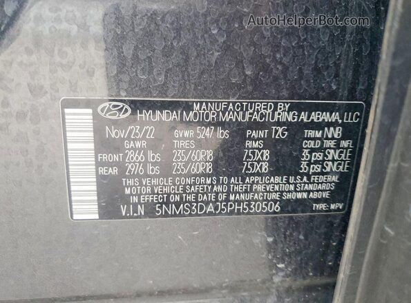 5NMS3DAJ5PH530506 2023 HYUNDAI SANTA Gray Vista del compartimento del motor