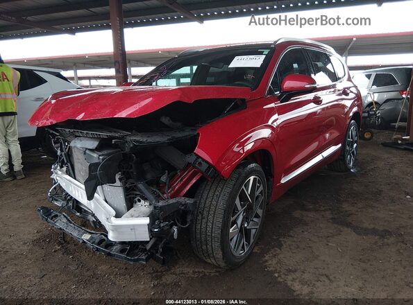 5NMS54ALXNH416185 2022 HYUNDAI SANTA FE CALLIGRAPHY Red წინა მარცხენა ხედი სამი მეოთხედიდან